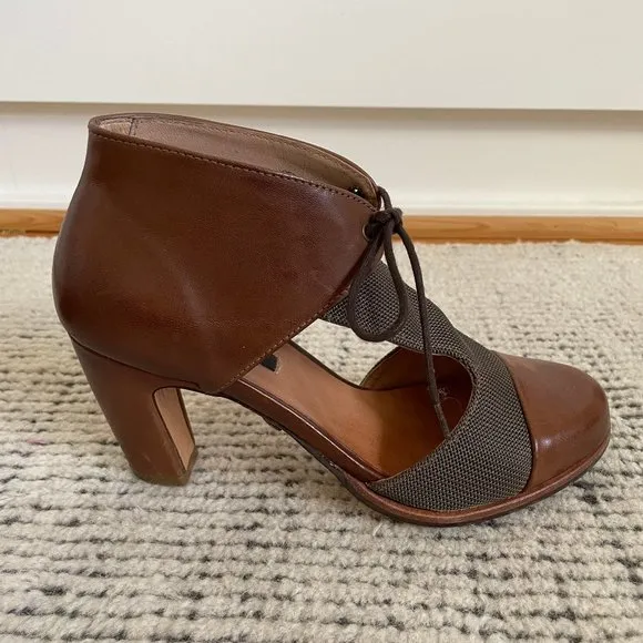 Neosens Leather Mary Janes T-strap Tie Up Brown Size EU 36