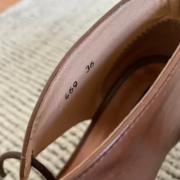 Neosens Leather Mary Janes T-strap Tie Up Brown Size EU 36