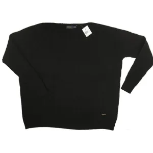 NEW $165 Polo Ralph Lauren Cable Knit Sweater! Cashmere Black &amp; Wool  Boat Neck
