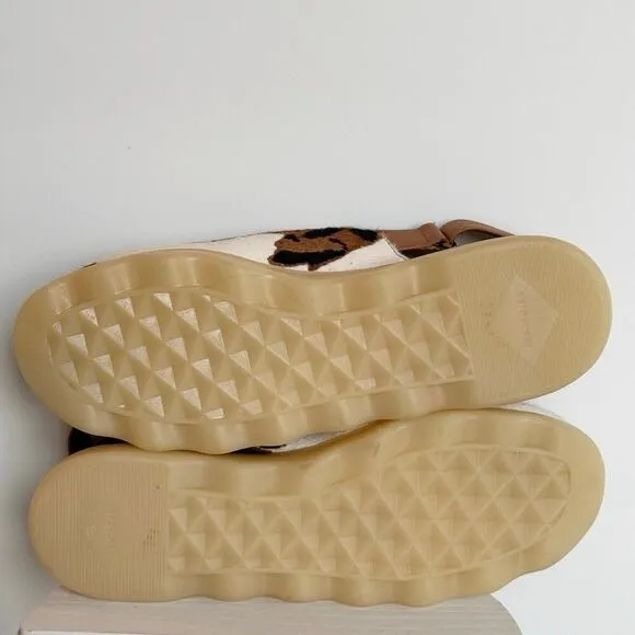 NEW AEROSOLES Wreeland Pony Hair Slingback Mule Womens 10 White Brown Wave Sole