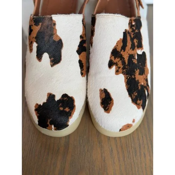 NEW AEROSOLES Wreeland Pony Hair Slingback Mule Womens 10 White Brown Wave Sole