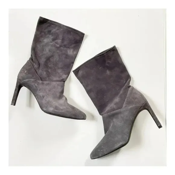 NEW All Saints Orlana Gray Suede Slouch Boots size 38 US 7.5