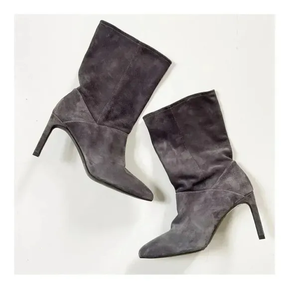 NEW All Saints Orlana Gray Suede Slouch Boots size 38 US 7.5