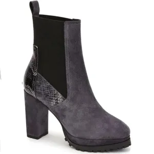 NEW All Saints Sahara Snakeskin Embossed Suede BLUE BLACK Heeled Boots