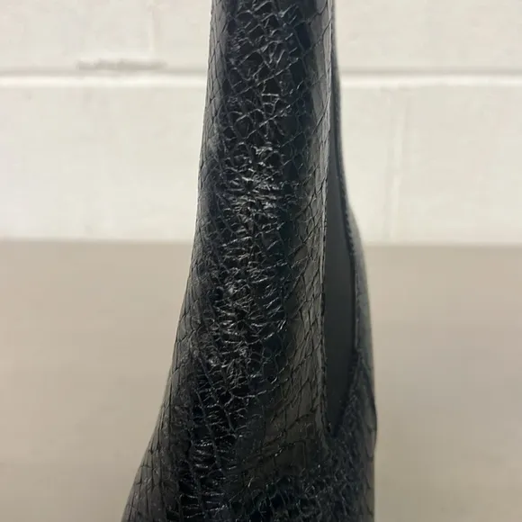 New All saints sz9 black crocodile boot pointed toe heeled textured RIA leather