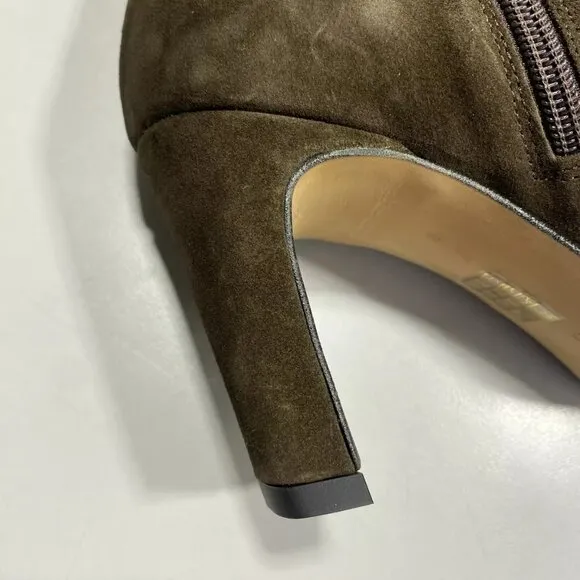 NEW ANTHROPOLOGIE Women's Suede Western Booties Size 10 Side Zip Heel Square Toe
