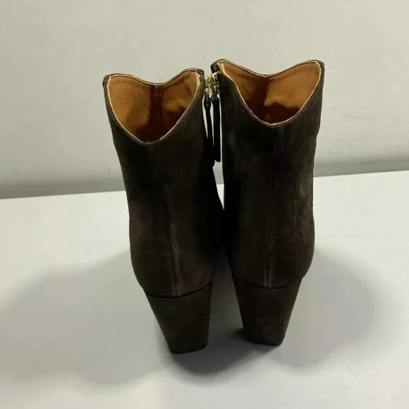 NEW ANTHROPOLOGIE Women's Suede Western Booties Size 10 Side Zip Heel Square Toe