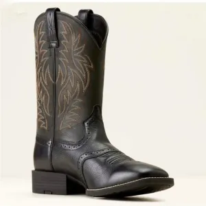NEW  ARIAT Leather Cowboy Boots in Black Deertan Size 11