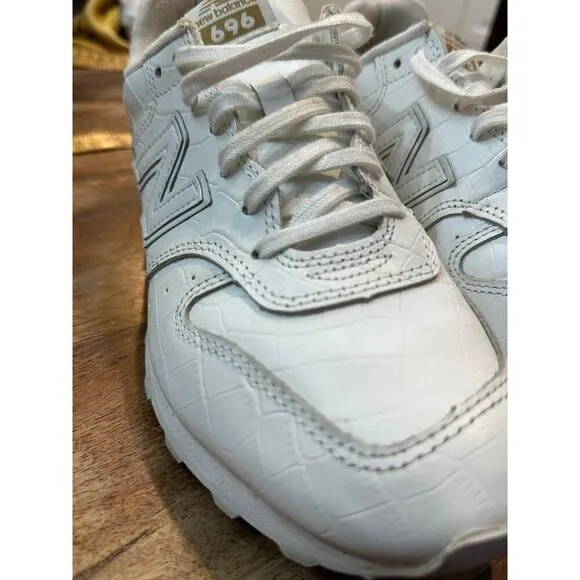 New Balance 696 Series White Leather Lace Up Sneaker Shoes Size 9