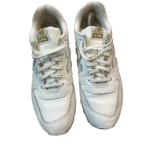 New Balance 696 Series White Leather Lace Up Sneaker Shoes Size 9