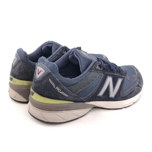 New Balance 990v5 Blue Leather Running Shoes Kids 6.5