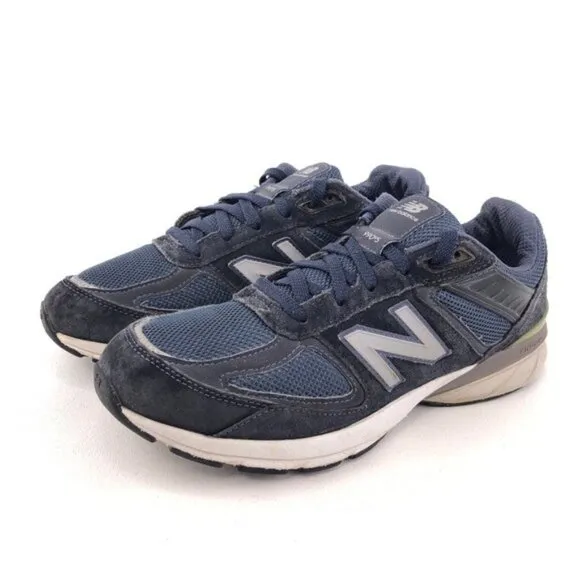 New Balance 990v5 Blue Leather Running Shoes Kids 6.5