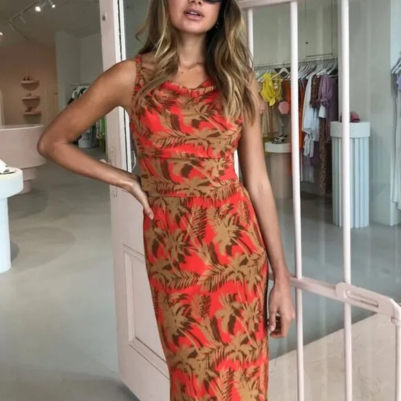 NEW Bec &amp; Bridge Shady Palm Set (Top &amp; Skirt) Orange AU8/US4 Vacation Party