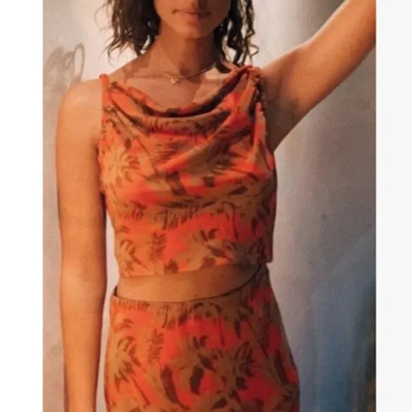 NEW Bec &amp; Bridge Shady Palm Set (Top &amp; Skirt) Orange AU8/US4 Vacation Party