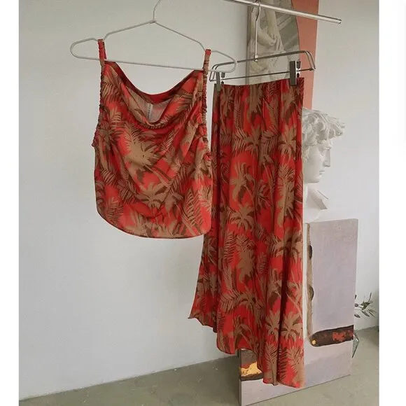 NEW Bec &amp; Bridge Shady Palm Set (Top &amp; Skirt) Orange AU8/US4 Vacation Party