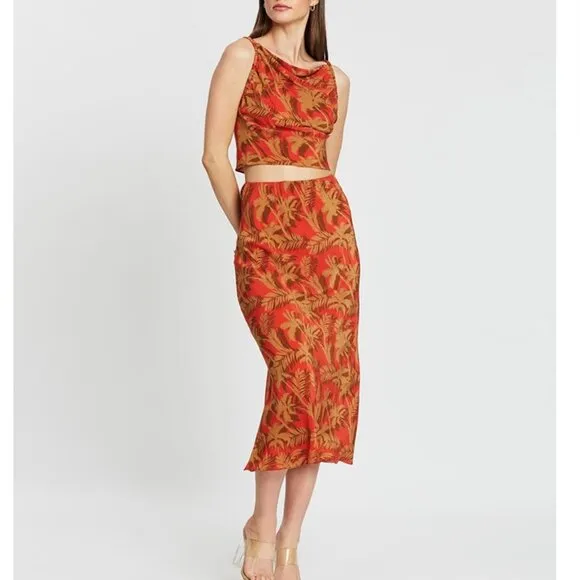 NEW Bec &amp; Bridge Shady Palm Set (Top &amp; Skirt) Orange AU8/US4 Vacation Party