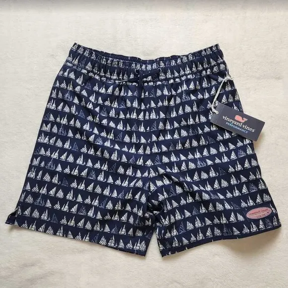 New boys M (12-14) Vineyard Vines boat parade Chappy swim trunks chappies