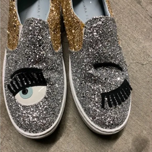 New CHIARA FERRAGNI Sparkle Slip On Sneakers