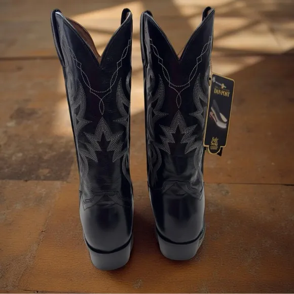 NEW DAN POST MEN'S MIGNON WESTERN BOOTS ROUND TOE BLK 10.5