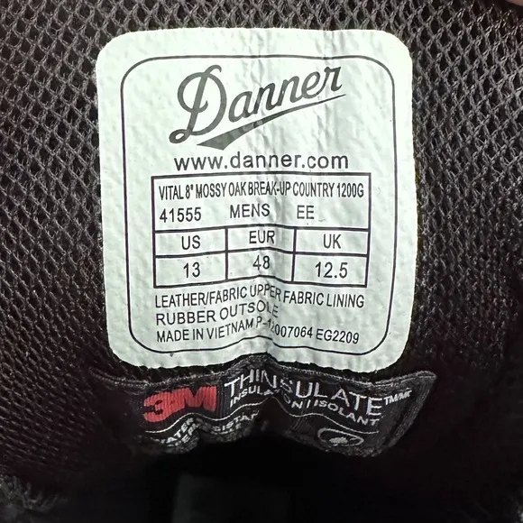 NEW Danner Men's Size 13 EE 8&quot; Vital Camo Hunting Boots 1200gram Mossy Oak