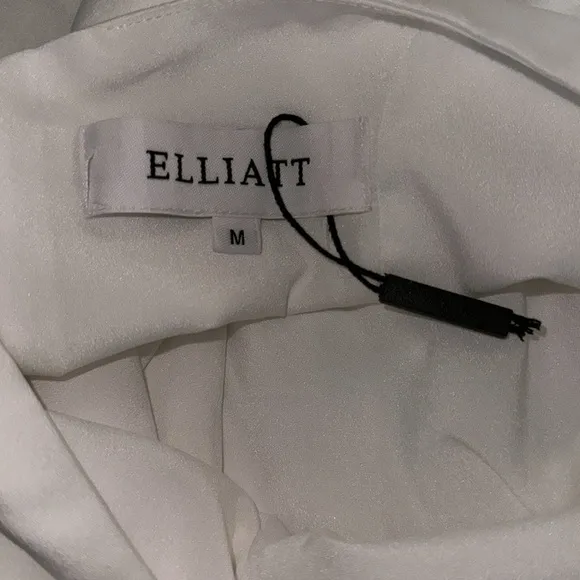 NEW ELLIATT Camo ASYMMETRIC White Ivory SATIN Halter DRAPED Cocktail Dress sz M