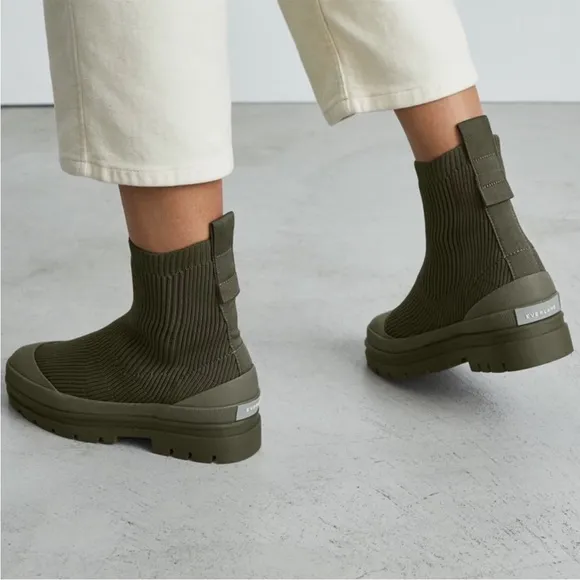New Everlane Utility Reknit Army Green Sock Boot