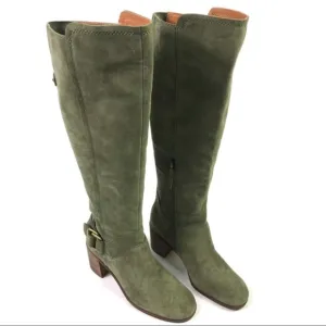 New Franco Sarto Army Green Suede Heeled Boots 6.5