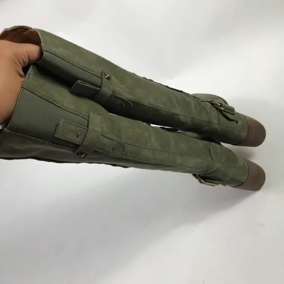 New Franco Sarto Army Green Suede Heeled Boots 6.5