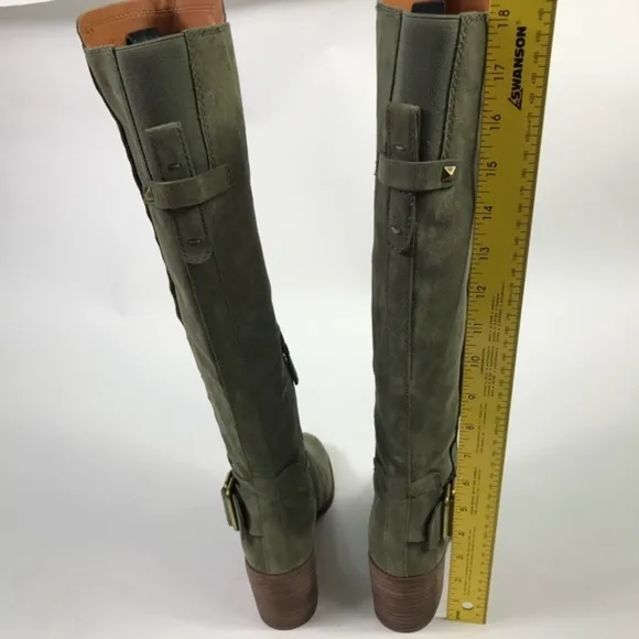 New Franco Sarto Army Green Suede Heeled Boots 6.5