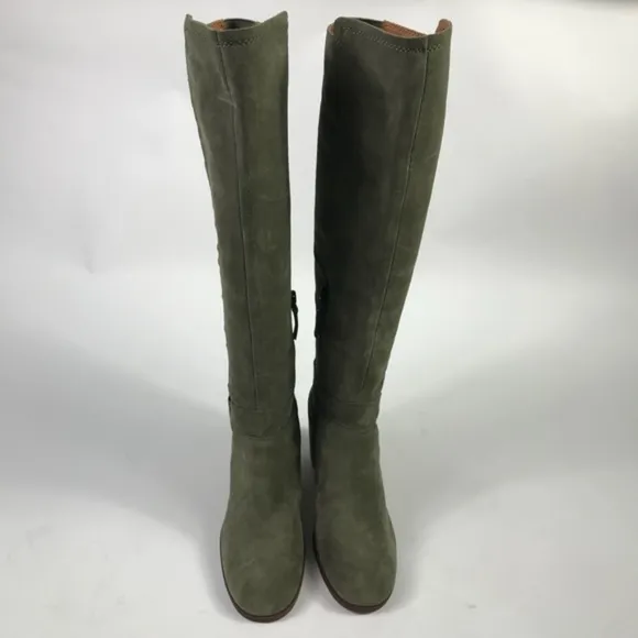 New Franco Sarto Army Green Suede Heeled Boots 6.5