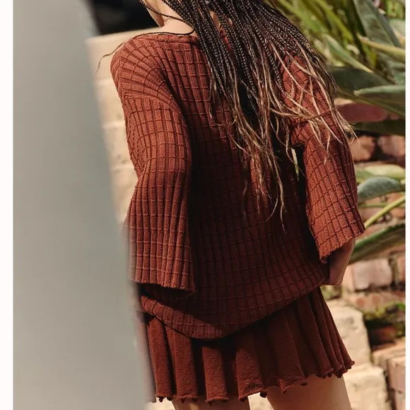 NEW Free People Kenzie Sweater Knit Set - Brownstone Cafe Brown