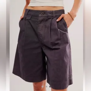 NEW Free People Linen High Street Trouser Shorts-Storm Front,Size 0