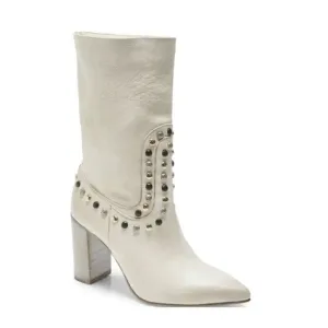 New Free People Studded Leather Dakota Heel Ivory Western Boots EU 41, US 11