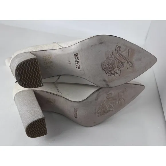 New Free People Studded Leather Dakota Heel Ivory Western Boots EU 41, US 11