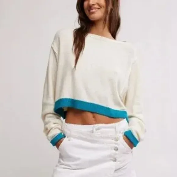 new FREE PEOPLE We The Free Into The Blue Pullover /  IVORY  Straps COMBO