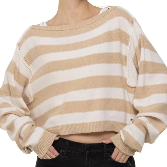 new FREE PEOPLE We The Free Into The Blue Pullover /  IVORY  Straps COMBO