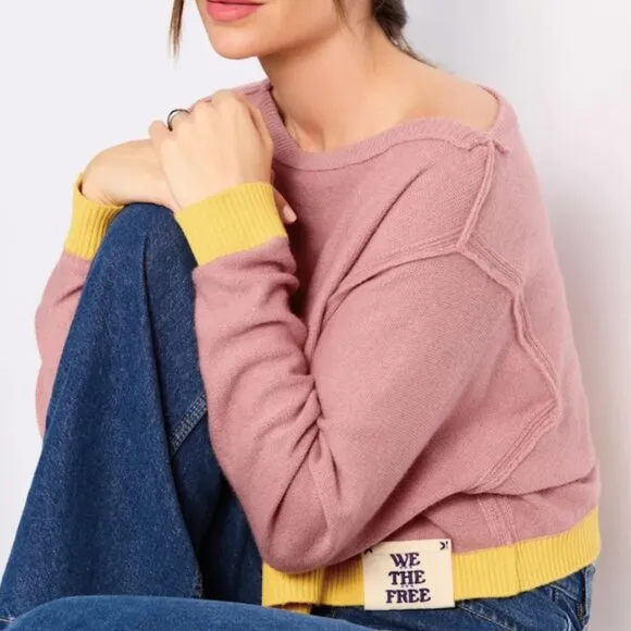 new FREE PEOPLE We The Free Into The Blue Pullover /  IVORY  Straps COMBO