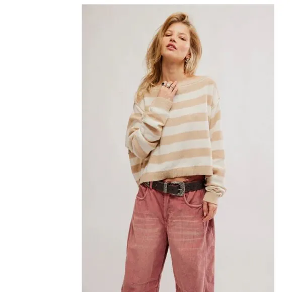 new FREE PEOPLE We The Free Into The Blue Pullover /  IVORY  Straps COMBO