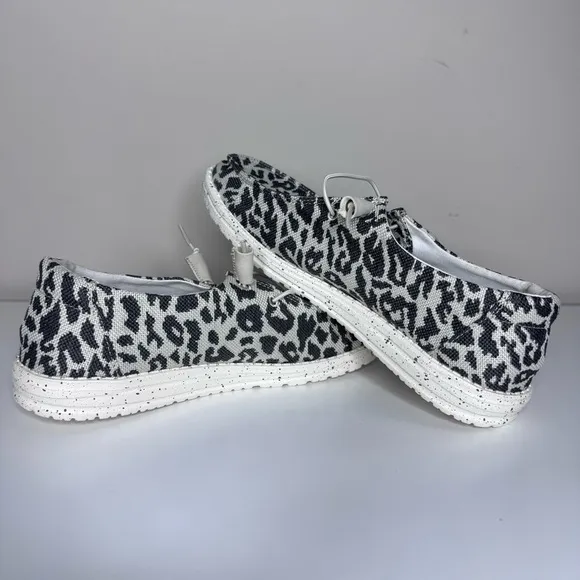 NEW Hey Dude Wendy Woven Cheetah Print Canvas Shoes