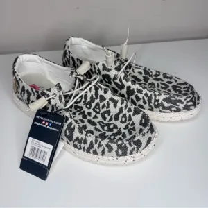 NEW Hey Dude Wendy Woven Cheetah Print Canvas Shoes