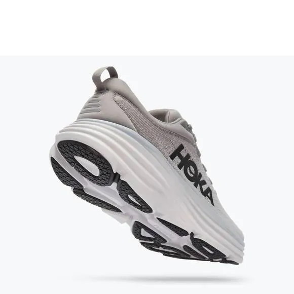 NEW HOKA men's bondi 8 shoes in sharkskin/harbor mist