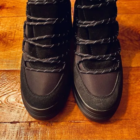 NEW Hunter Discoverer Mid Lace-up Leather Heel Boots Waterproof Black Size 9