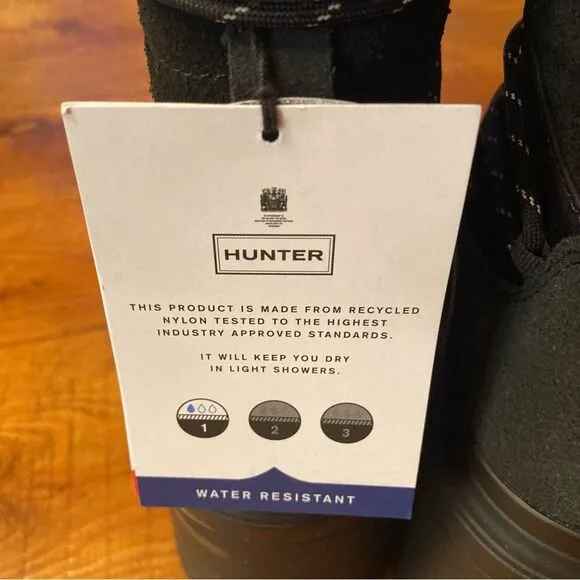 NEW Hunter Discoverer Mid Lace-up Leather Heel Boots Waterproof Black Size 9
