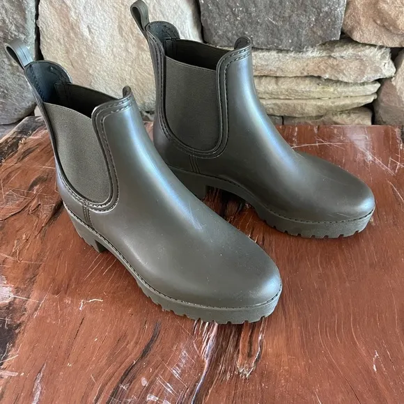 New! Jeffrey Campbell Chelsea Rain Boots-Army Green