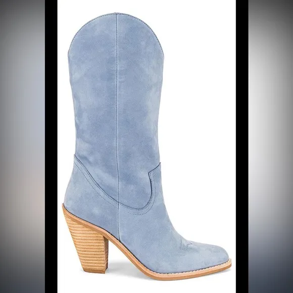 NEW Jeffrey Campbell “Tavetti” Premium Suede Light Blue Western Boots - 9