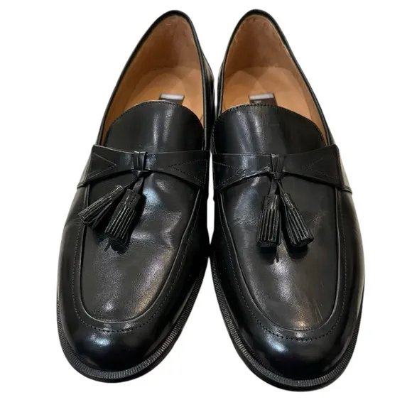 New Johnston &amp; Murphy Men's Horner Black Leather Slip-on Loafers Dress Shoes 12