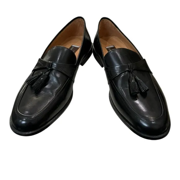 New Johnston &amp; Murphy Men's Horner Black Leather Slip-on Loafers Dress Shoes 12