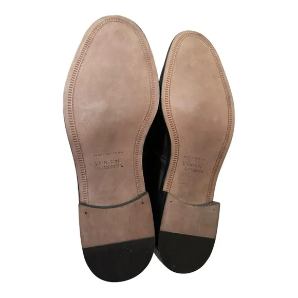 New Johnston &amp; Murphy Men's Horner Black Leather Slip-on Loafers Dress Shoes 12
