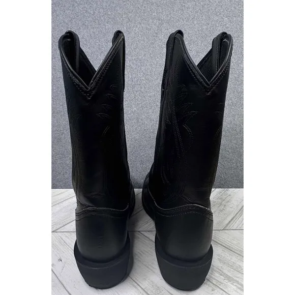 NEW Justin Black Leather Western Cowboy Boots Mens 9.5EE JB1104‎ PullOn Stitched