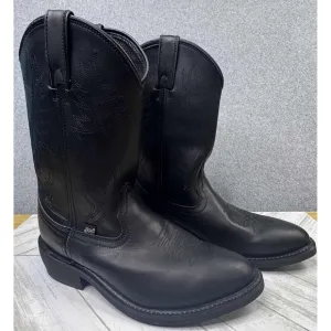 NEW Justin Black Leather Western Cowboy Boots Mens 9.5EE JB1104‎ PullOn Stitched